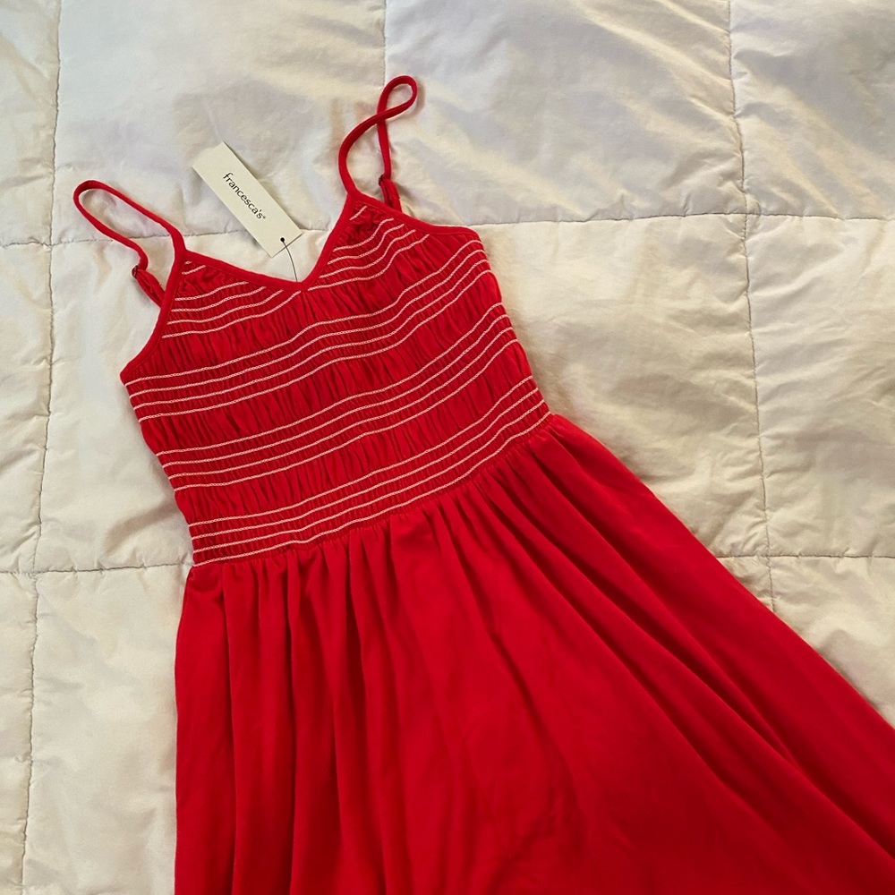 Francesca’s Red Smocked Maxi Dress
